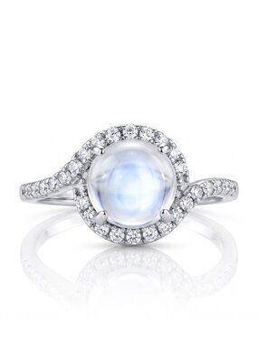 Round Moonstone Ring, 925 Sterling Silver Size 7 Charmed Aroma